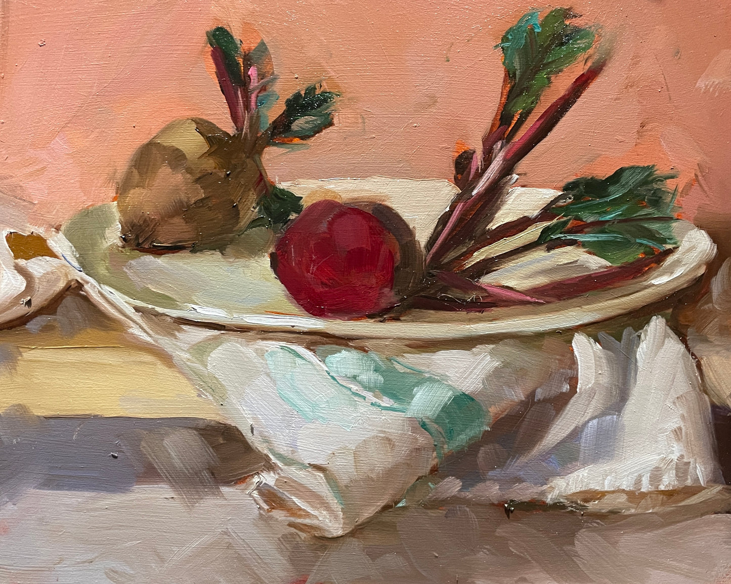 Still life original oil painting Winter beetroot