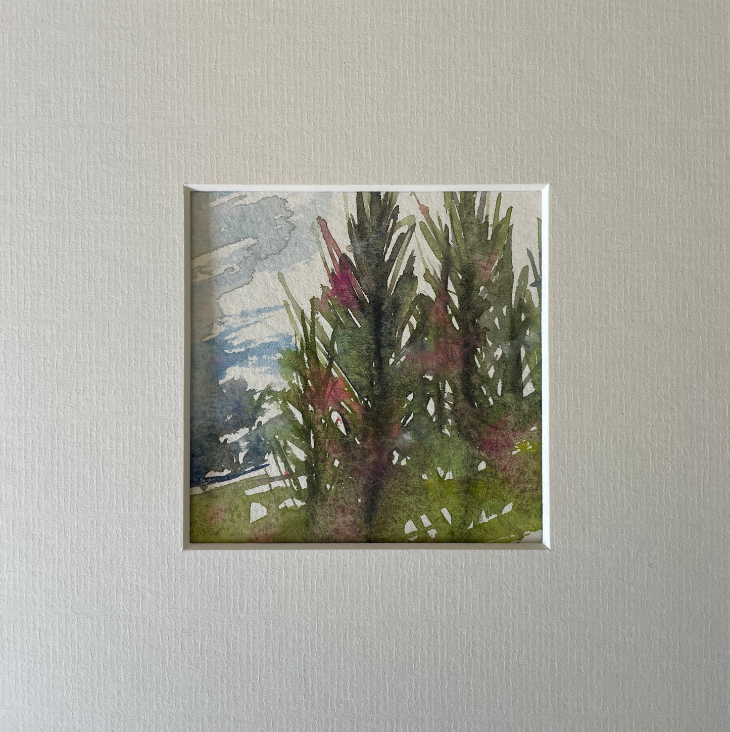 Original landscape watercolour with mount