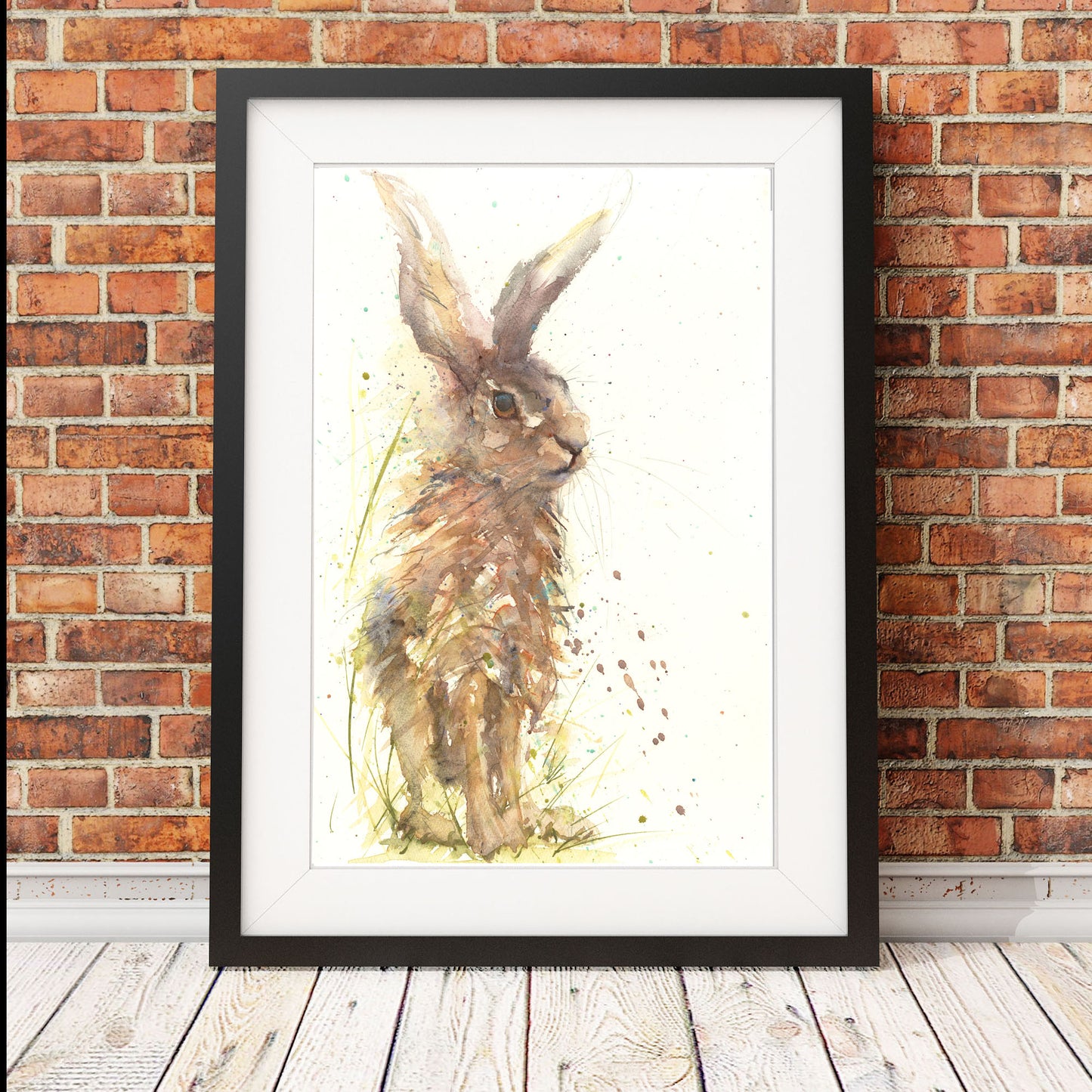 Original watercolour painting hare portrait "Holly"