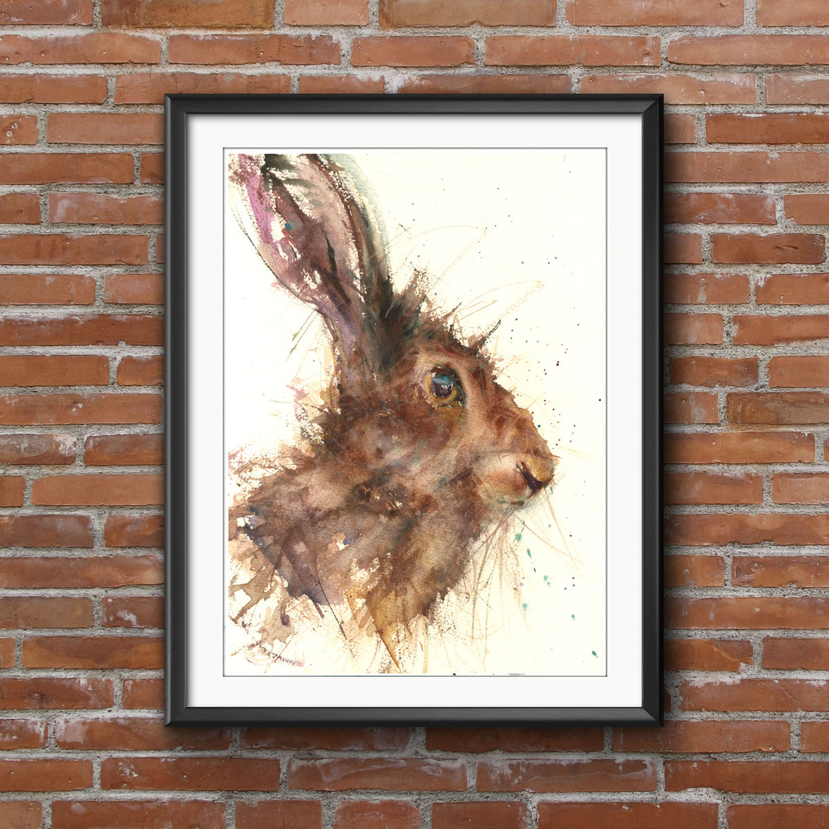 Original watercolour painting hare portrait "Jake"