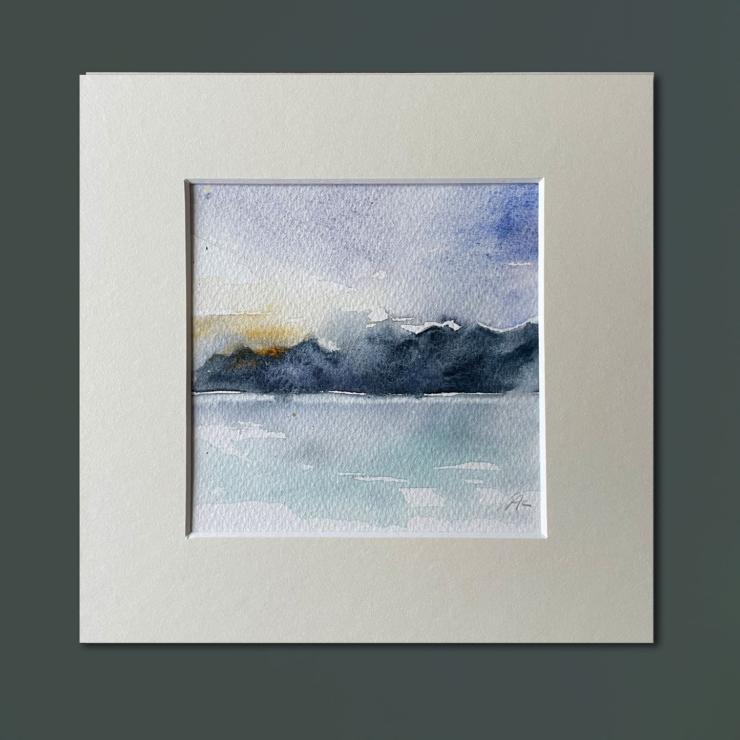 Original landscape watercolour with mount