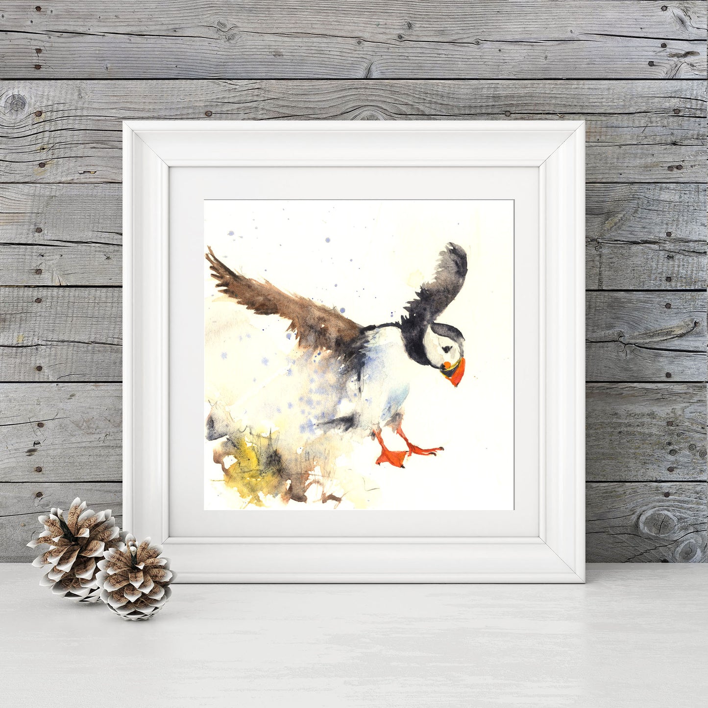 Leaping puffin print