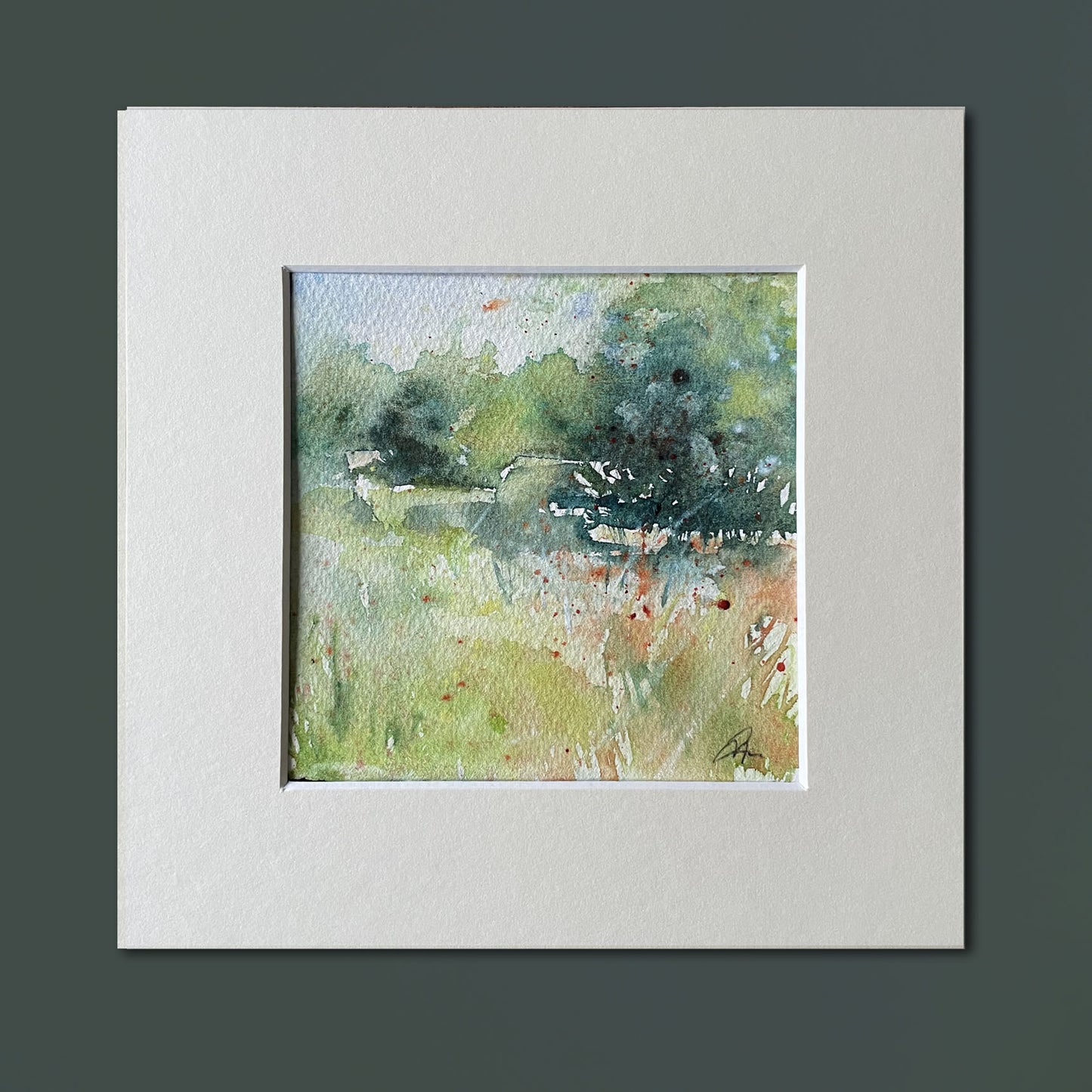 Original landscape watercolour with mount