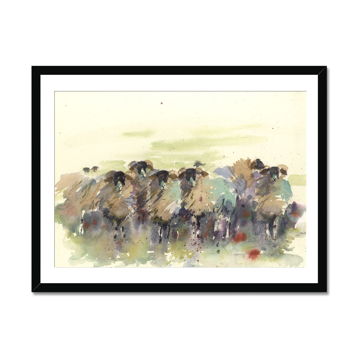 Original watercolour painting Scottish Blackface Sheep