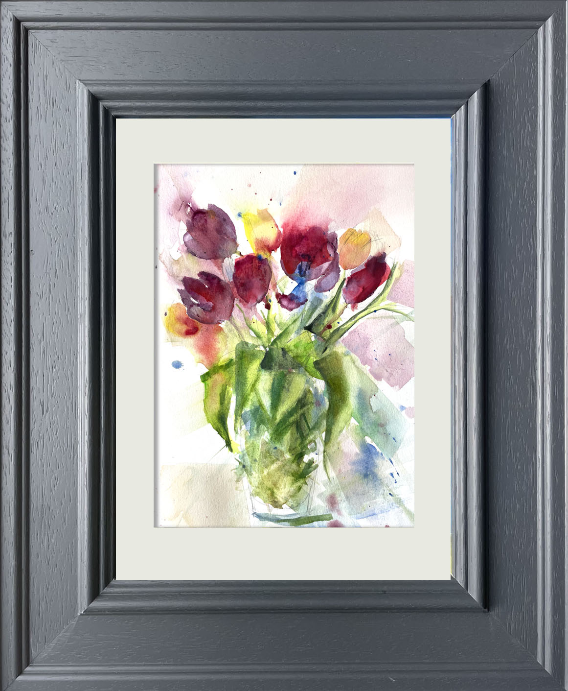 Tulips and roses contemporary print from original watercolour