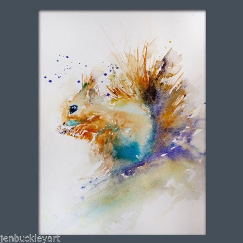 JEN BUCKLEY ART signed PRINT of my original SQUIRREL watercolour - Jen Buckley Art limited edition animal art prints