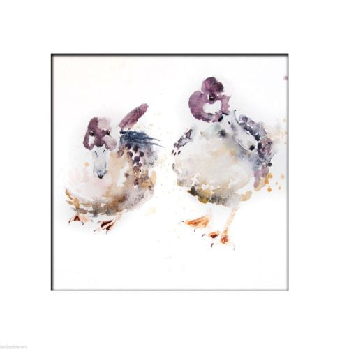 JEN BUCKLEY ART PRINT of my original Ducks watercolour 8x8 in - Jen Buckley Art limited edition animal art prints