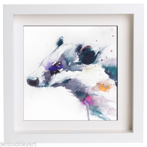 JEN BUCKLEY ART signed PRINT of my original BADGER watercolour A4 ANIMALS - Jen Buckley Art limited edition animal art prints