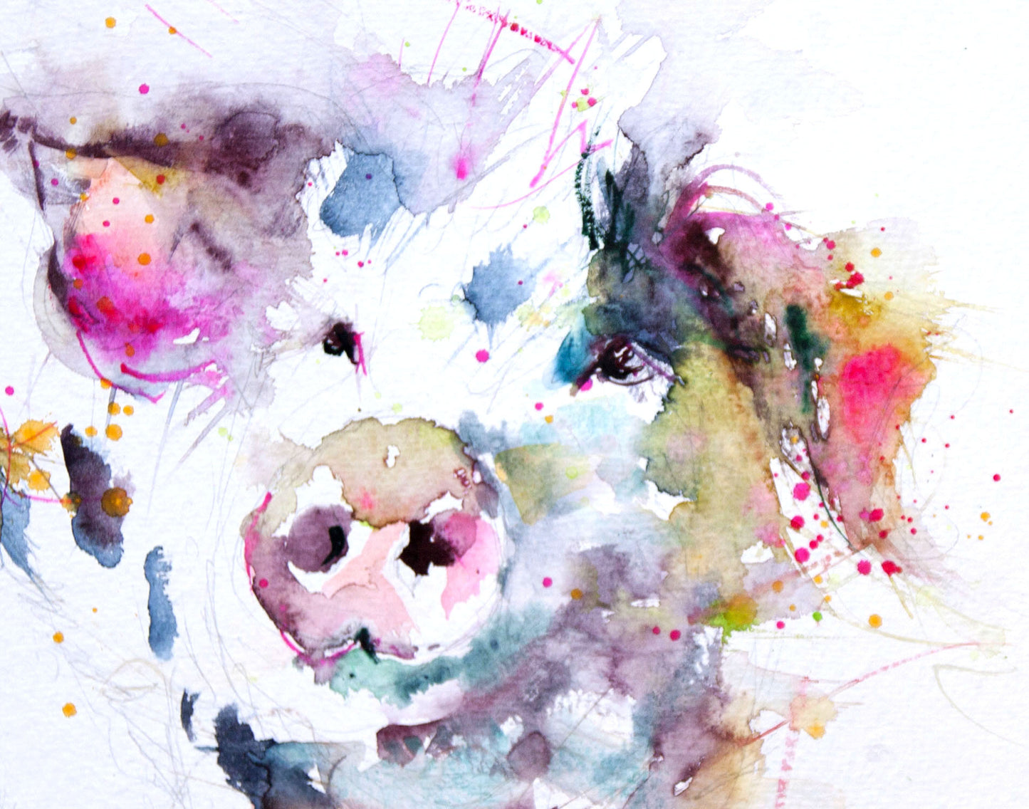 JEN BUCKLEY signed PRINT of my original Happy Pig watercolour - Jen Buckley Art limited edition animal art prints