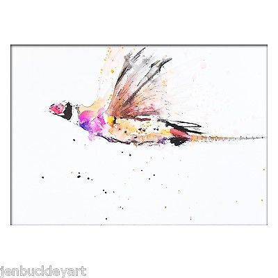 JEN BUCKLEY signed LIMITED EDITON PRINT of my original PHEASANT watercolour A3 - Jen Buckley Art limited edition animal art prints