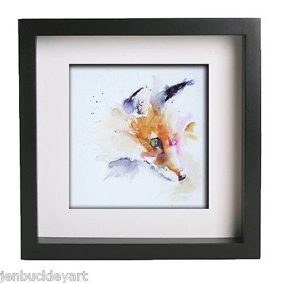 JEN BUCKLEY ART signed PRINT of my original FOX watercolour 8X8 ANIMALS - Jen Buckley Art limited edition animal art prints