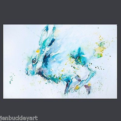 JEN BUCKLEY signed PRINT of my original RUNNING HARE watercolour - Jen Buckley Art limited edition animal art prints