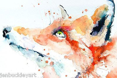 JEN BUCKLEY ART signed PRINT of my original Fox watercolour A4 11x8 in - Jen Buckley Art limited edition animal art prints