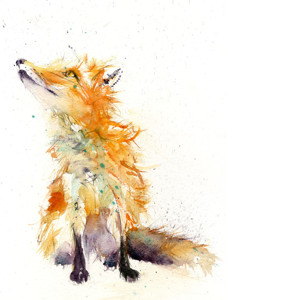 sitting red fox limited edition print by Jen Buckley