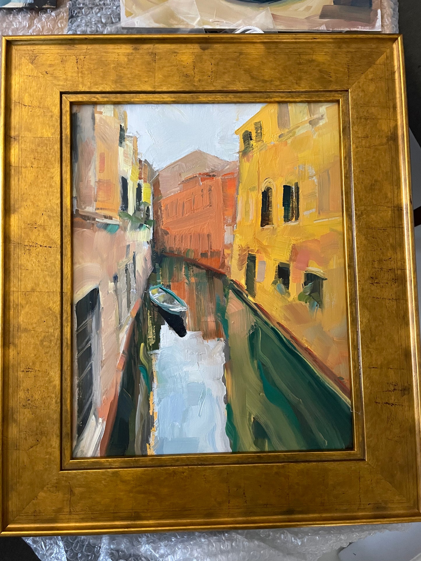 Original oil painting Venice canal scene