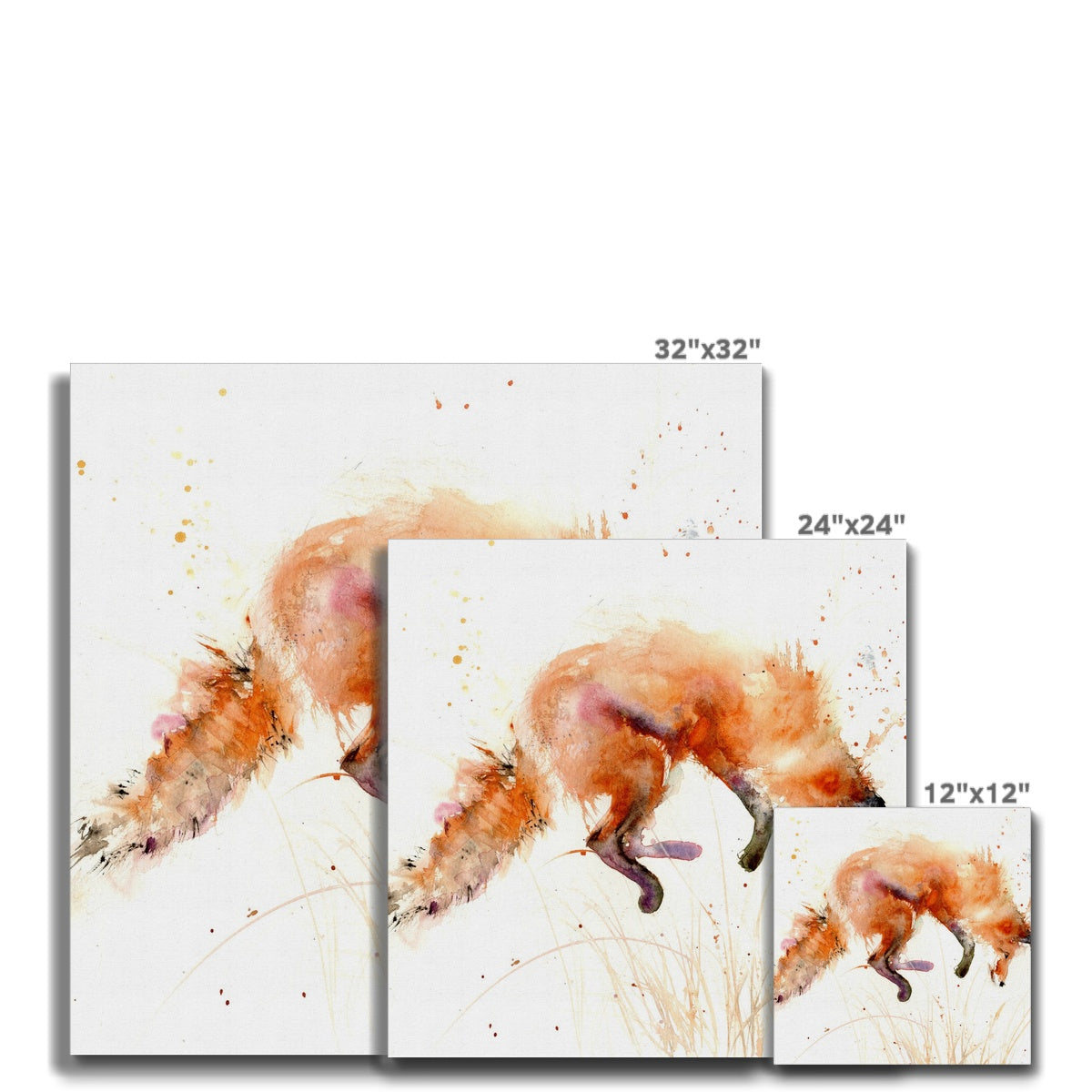 Leaping fox Canvas - Jen Buckley Art limited edition animal art prints
