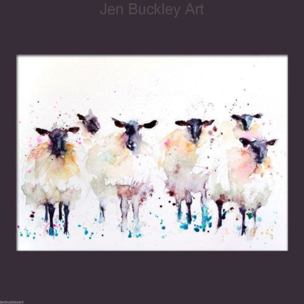 JEN BUCKLEY signed LIMITED EDITON PRINT of my original 6 Black faced SHEEP - Jen Buckley Art
- 2