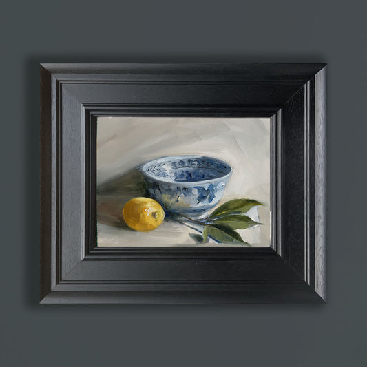 Still life with lemon and bay leaves