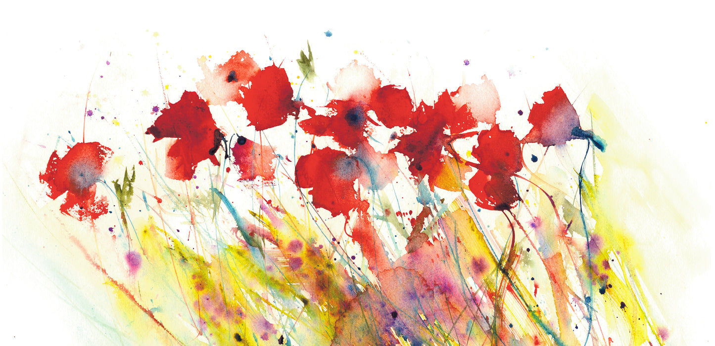 Contemporary floral poppy art print from original watercolour - Jen Buckley Art limited edition animal art prints