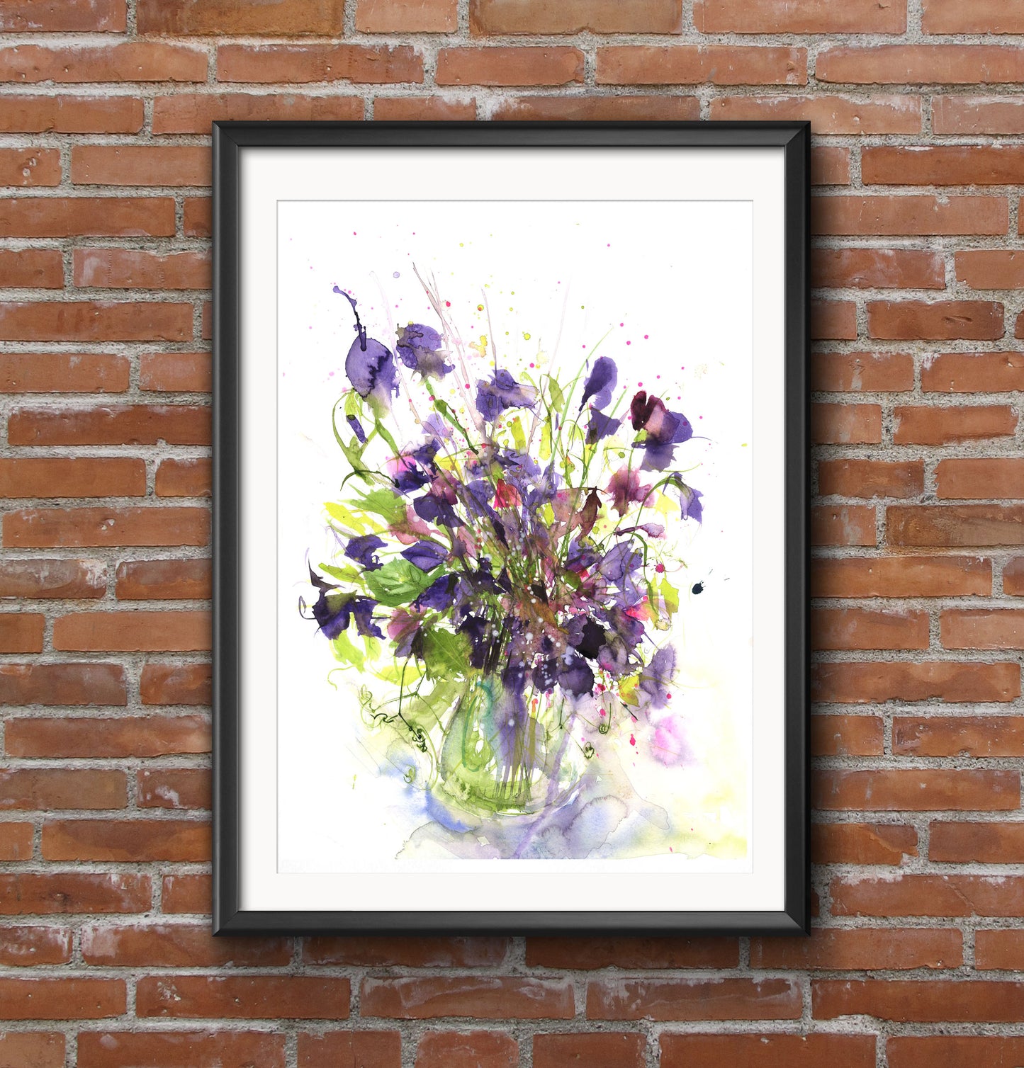Sweet peas watercolour art print - Jen Buckley Art limited edition animal art prints