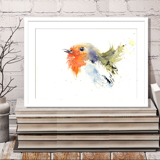 ROBIN bird watercolour limited edition print hand signed