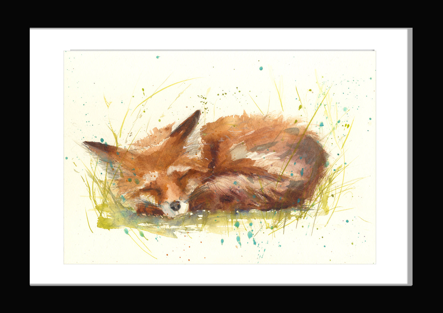 Fred sleeping fox original watercolour painting
