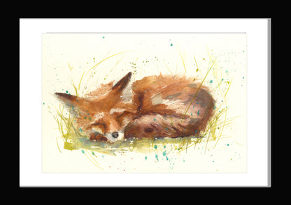 Fred sleeping fox original watercolour painting