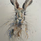 Original watercolour painting hare portrait "Johnny"