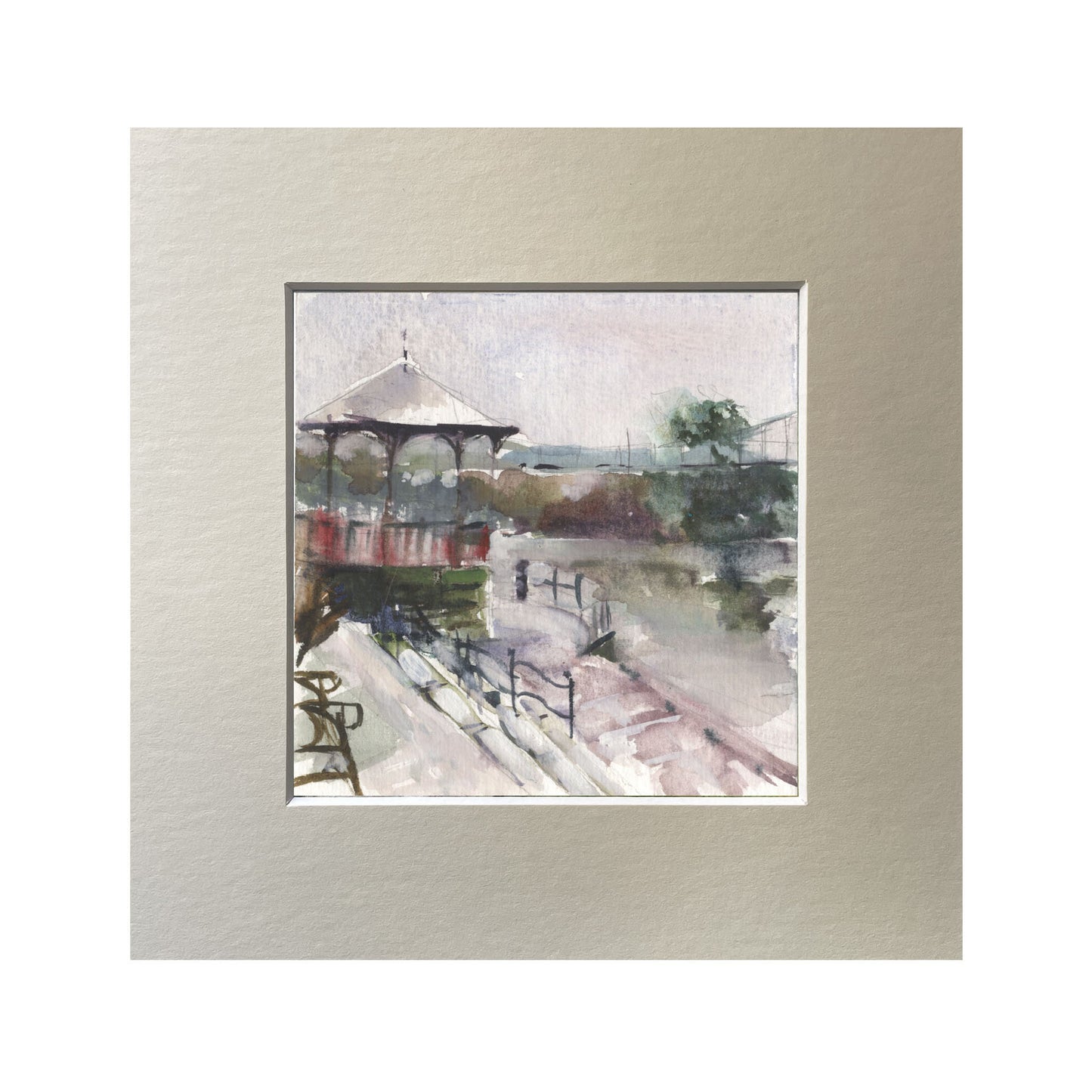 Original landscape watercolour with mount  River Dee Chester