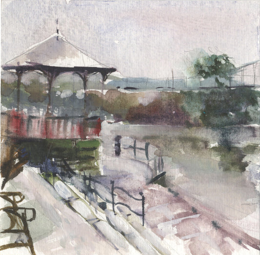 Original landscape watercolour with mount  River Dee Chester