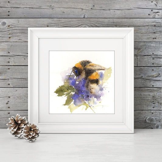 Original watercolour painting "bee on a hydrangea"