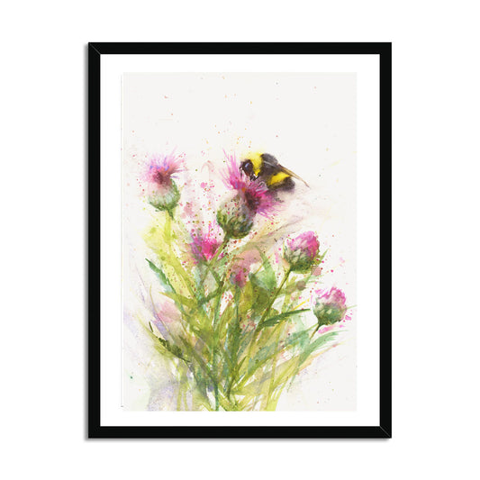 Original watercolour painting Bee on a Knapweed