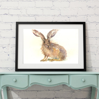 Willow hare large original watercolour painting - Jen Buckley Art limited edition animal art prints
