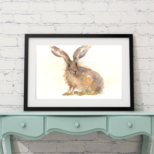 Willow hare large original watercolour painting