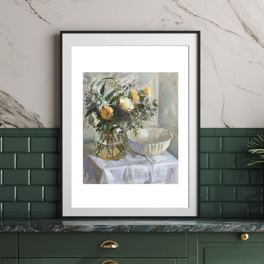 Art print from an original oil painting Carnations and Roses