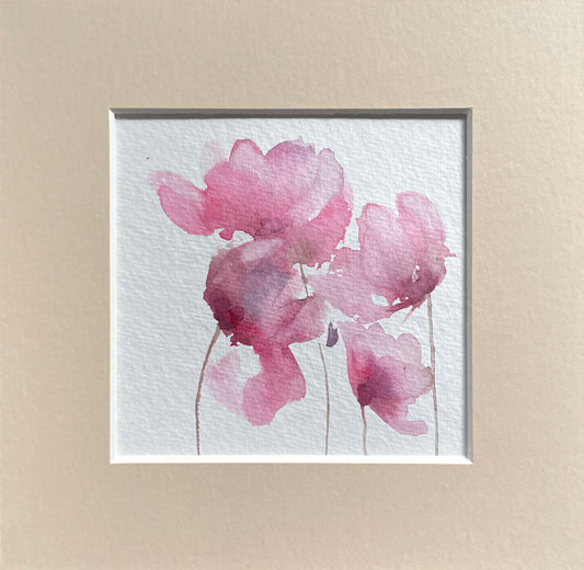 Original cyclamen watercolour with mount.
