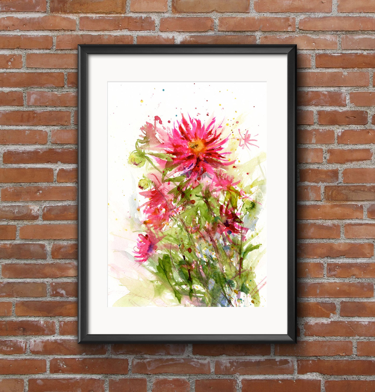 large original dahlia watercolour painting