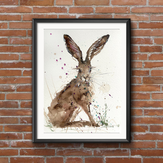 Original watercolour painting hare "Eddie"