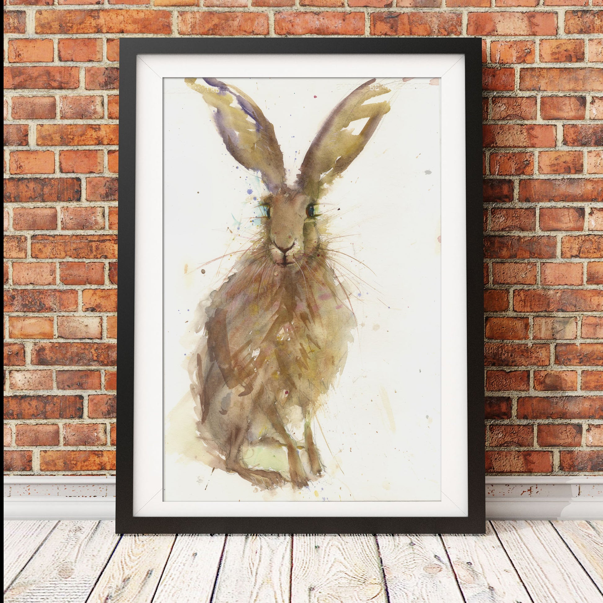 Felicity hare large original watercolour painting - Jen Buckley Art limited edition animal art prints