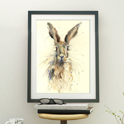 Original watercolour painting hare portrait "Johnny"