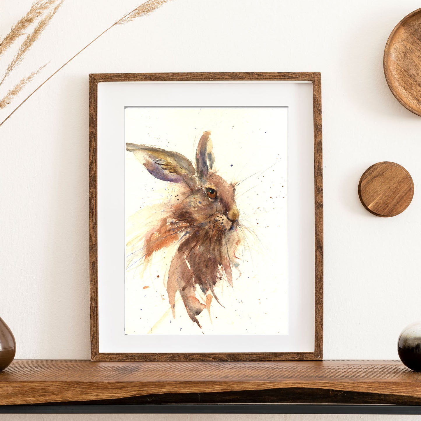 Original watercolour painting hare portrait "Hillary"