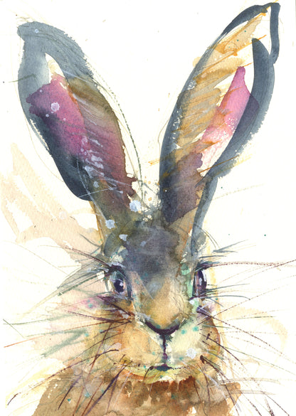Limited edition hare print 'Jinty' - Jen Buckley Art limited edition animal art prints