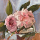 Peonies in a glass bowl still life oil painting