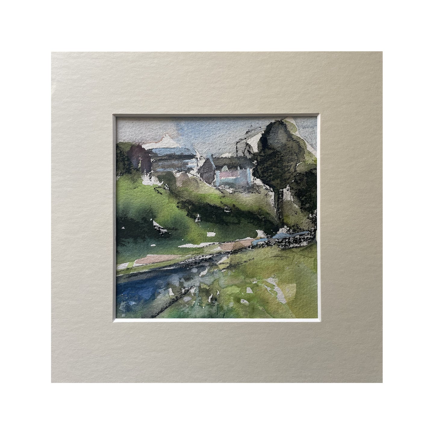 Original landscape watercolour with mount  River Dee Chester