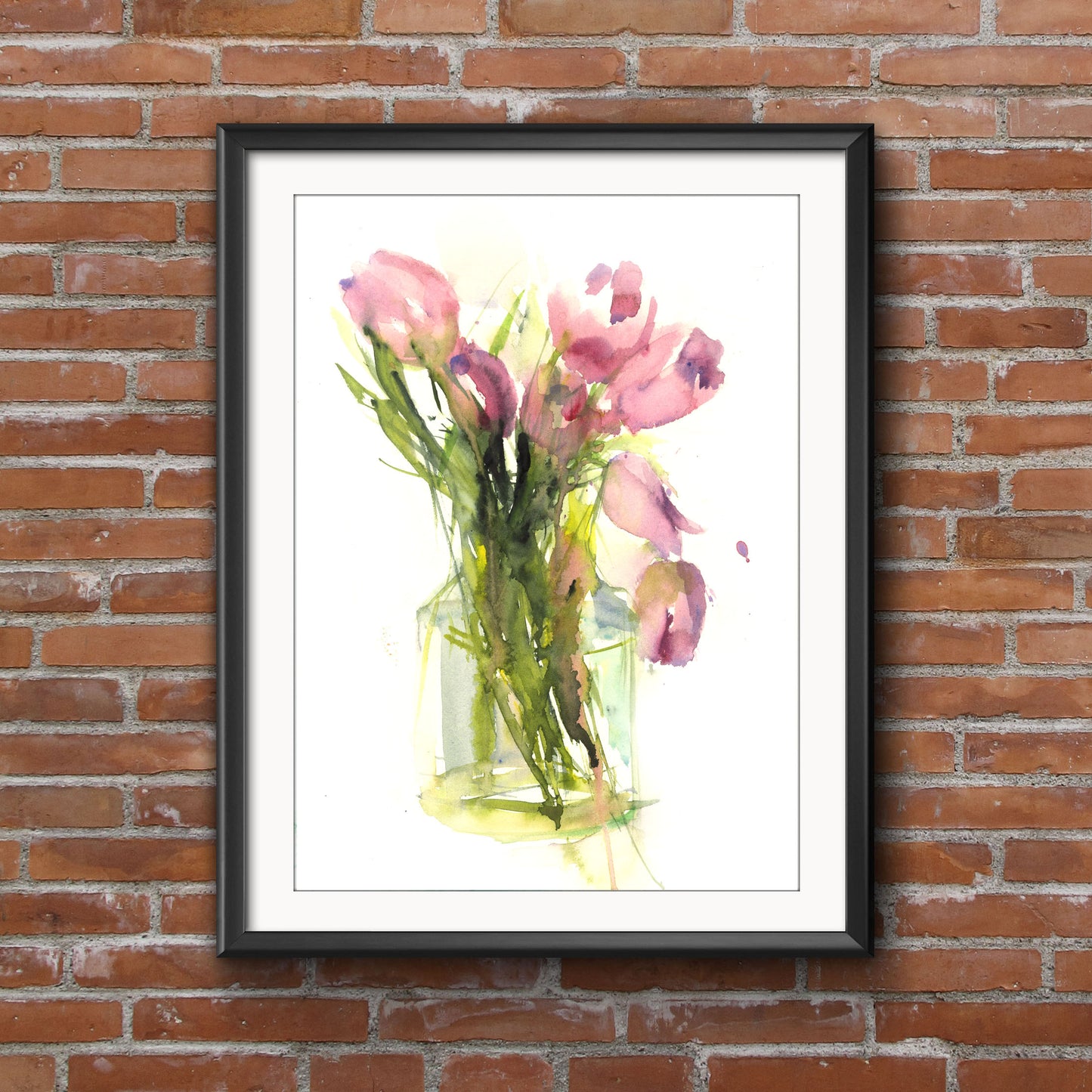 Art print from original watercolour painting "Spring tulips"