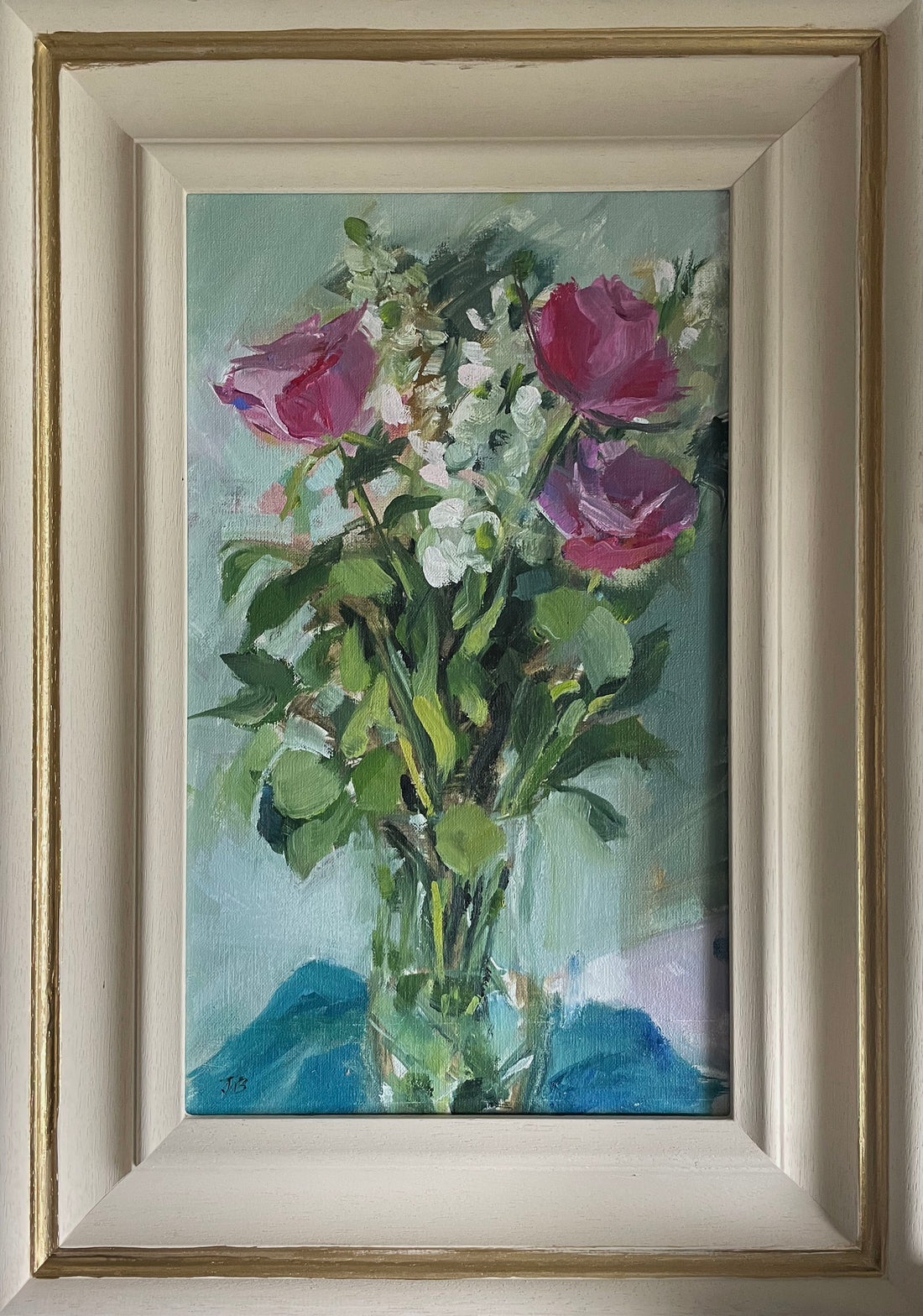 Stocks and roses original oil painting – Jen Buckley Art