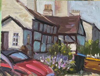 Burton Village, Wirral. Original oil painting - Jen Buckley Art limited edition animal art prints