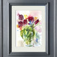 Tulips and roses contemporary print from original watercolour
