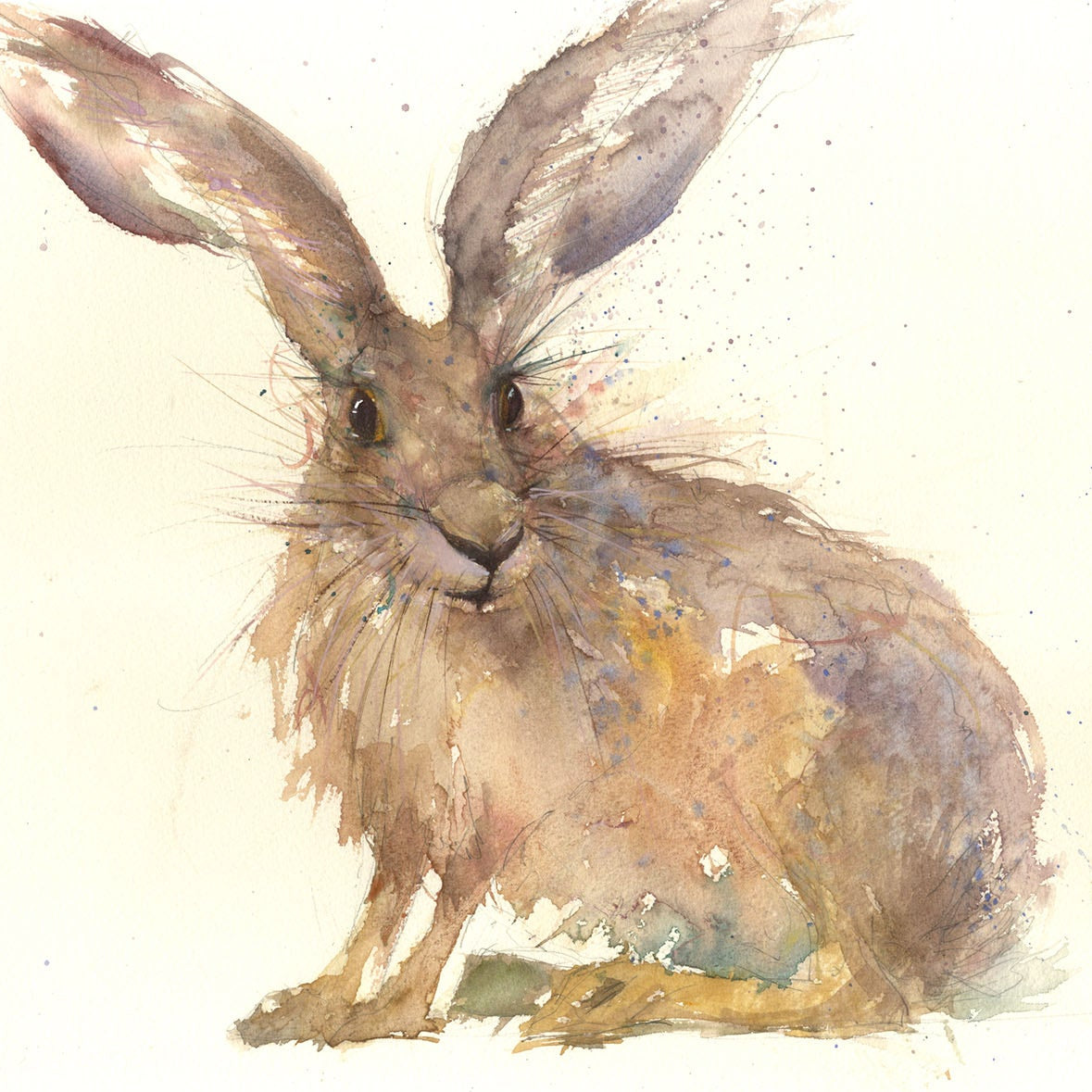 Willow hare large original watercolour painting