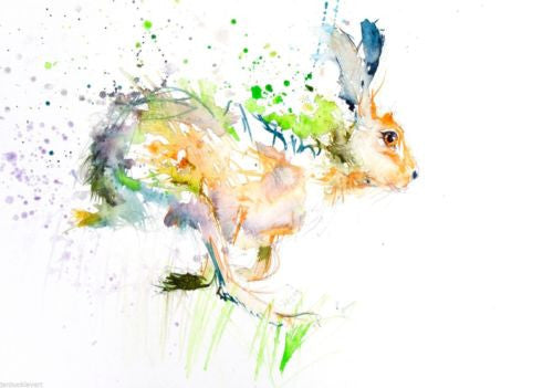 JEN BUCKLEY signed LIMITED EDITON PRINT of my original Running Hare - Jen Buckley Art limited edition animal art prints